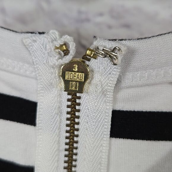 Express Black White Striped Cut Out Bodycon Sleeveless Sheath Dress Back Zipper - Picture 7 of 10